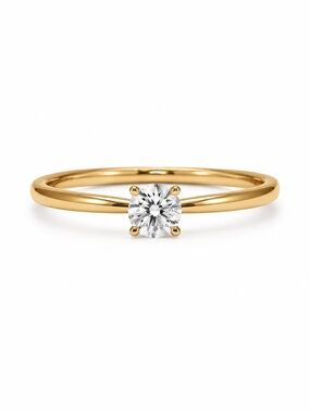 Solid 14K Gold Natural Diamond Round Solitaire Engagement Ring 0.28ct